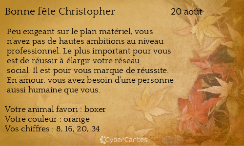 Carte bonne fête Christopher