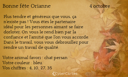 Carte bonne fête Orianne