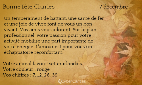 Carte bonne f&ecirc;te Charles