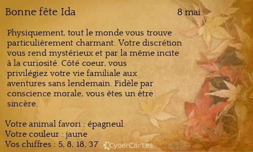 Carte bonne f&ecirc;te Ida